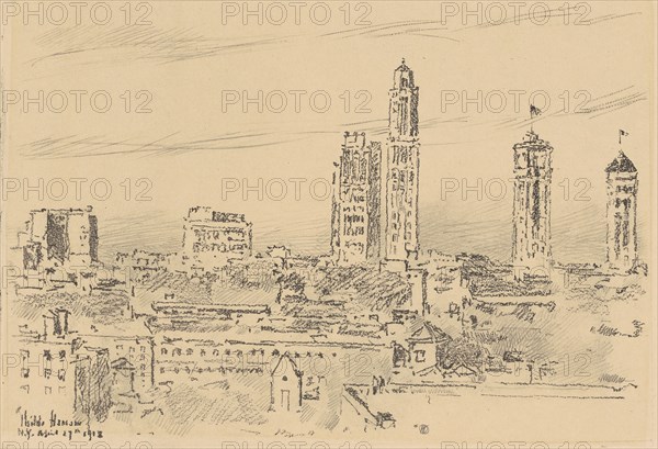 New York Sky Line, Light Buildings, 1918.