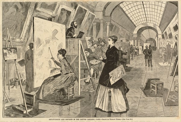 Art-Students and Copyists in the Louvre Gallery, Paris, published 1868.