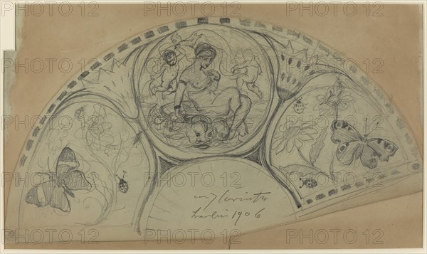Fan Design [recto], probably 1906.