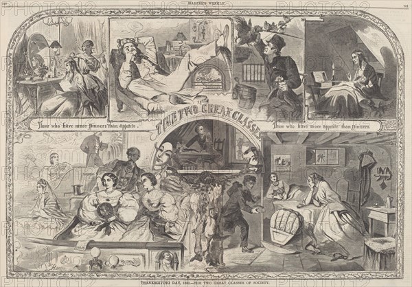 Thanksgiving Day, 1860 - The Two Great Classes of Society, published 1860.