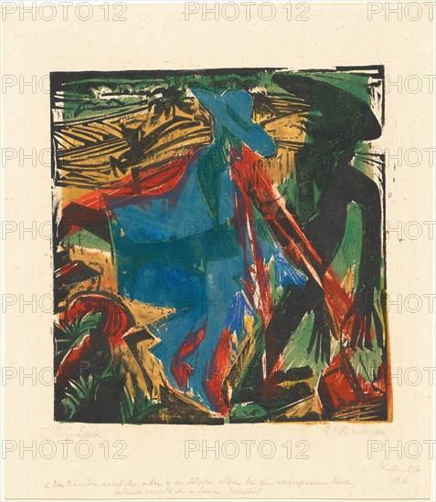 Peter Schlemihls wundersame Geschichte: Schlemihls Begegnung mit dem Schatten..., 1915. Creator: Ernst Kirchner.