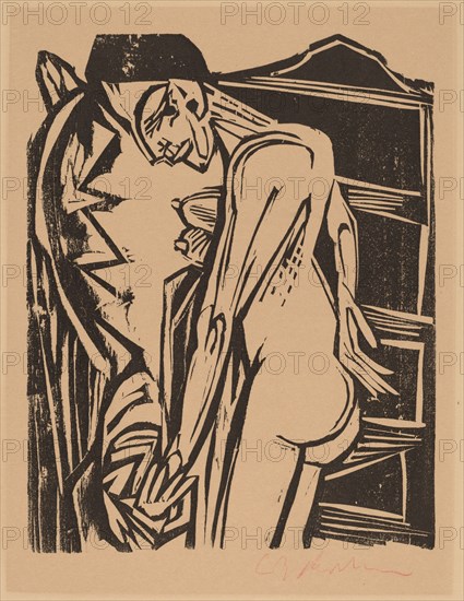 Female Nude Before a Cabinet, 1916.