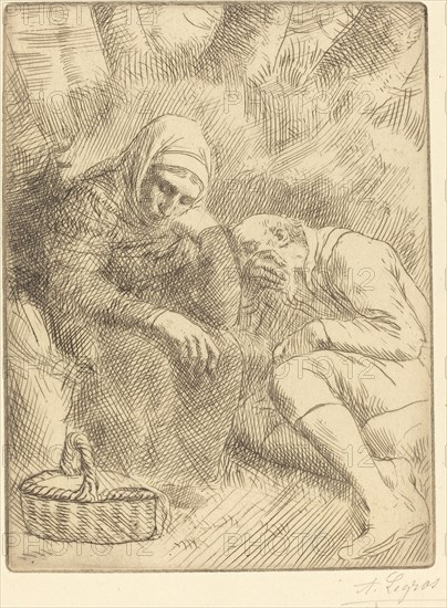 Man and Wife Seated by the Road with a Basket(Homme et femme assis au bord de la rou te aven un panier).