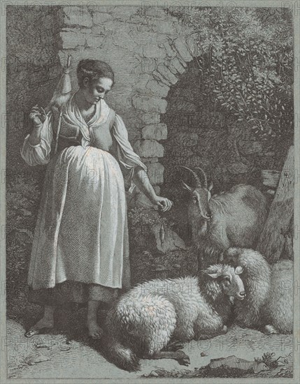Woman Spinning Yarn by an Arch, 1764.