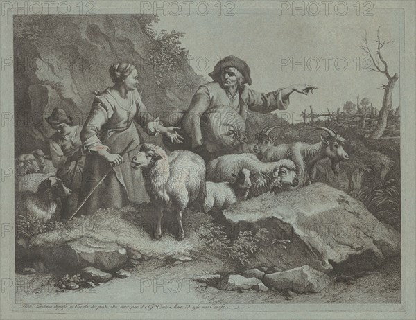 Peasant Man with a Sack and Two Shepherdesses, after 1765.