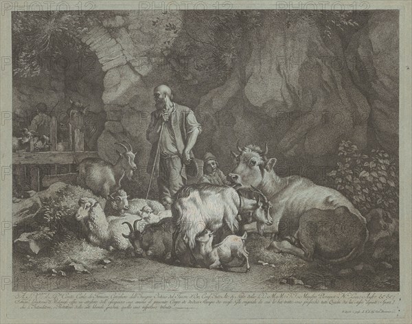 Old, Bald-headed Shepherd, Seated Shepherd Boy and Flock, after 1766.
