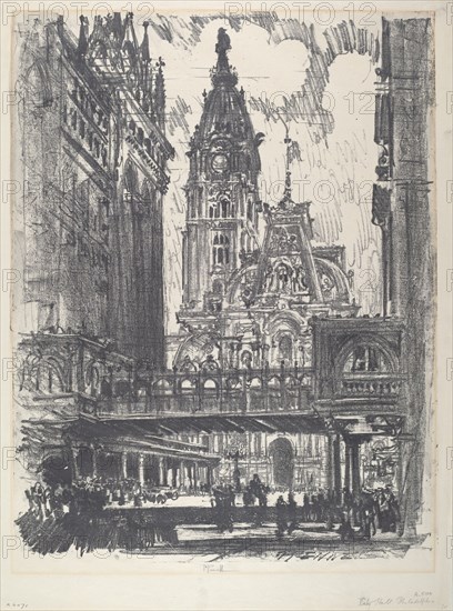 The City Hall and Bridge across Market Street, 1912.
