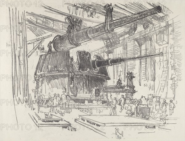 Fitting Guns in Turrets, 1916.