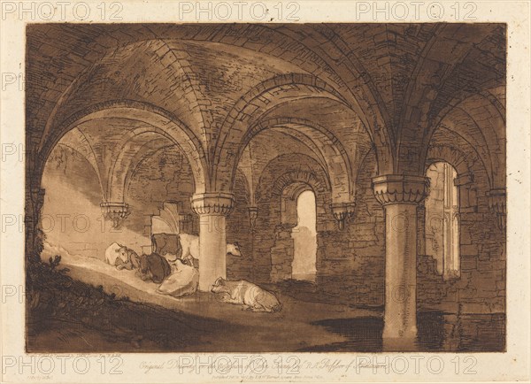 Crypt of Kirkstall Abbey, published 1812.