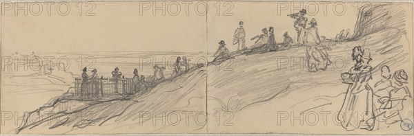 Figures on Top of a Hill, Overlooking the Sea.