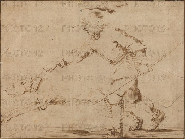 Huntsman with a Hound on a Leash.