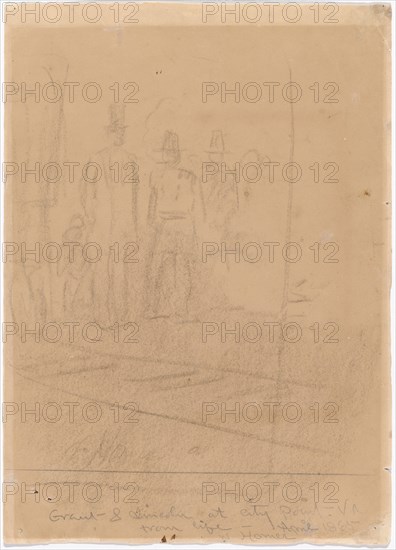 Grant and Lincoln at City Point, Virginia [recto], 1865.
