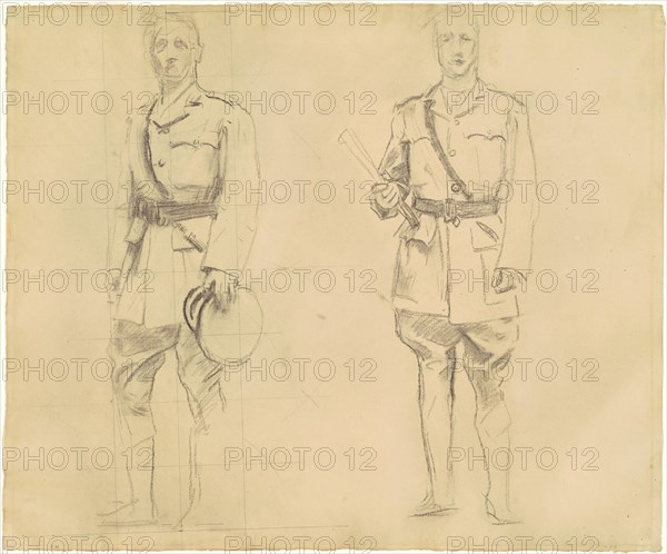 Studies of Generals Plumer and Haig for "General Officers of World War I" [recto], 1920-1922.