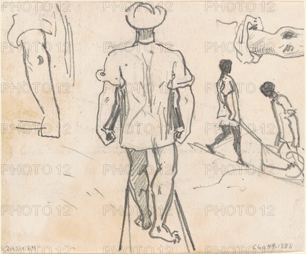 Studies of Peasants with Wheelbarrows [verso], 1870-1872.