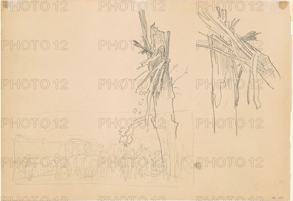 Two Shattered Trees; and Study for "The Road" [verso], 1918.