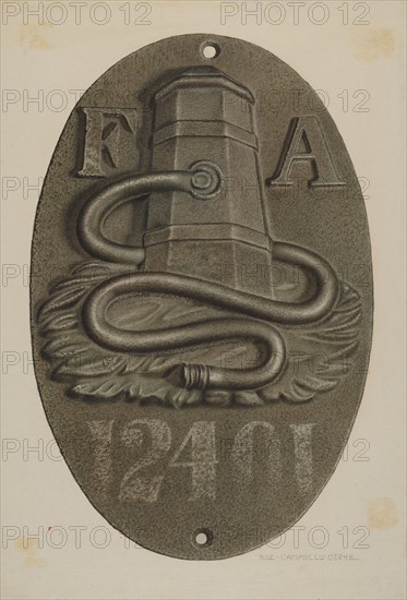 Firemark, c. 1940.