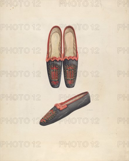 Woman's Slippers, c. 1937.