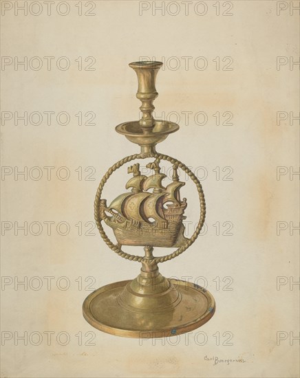 Brass Candlestick, c. 1940.