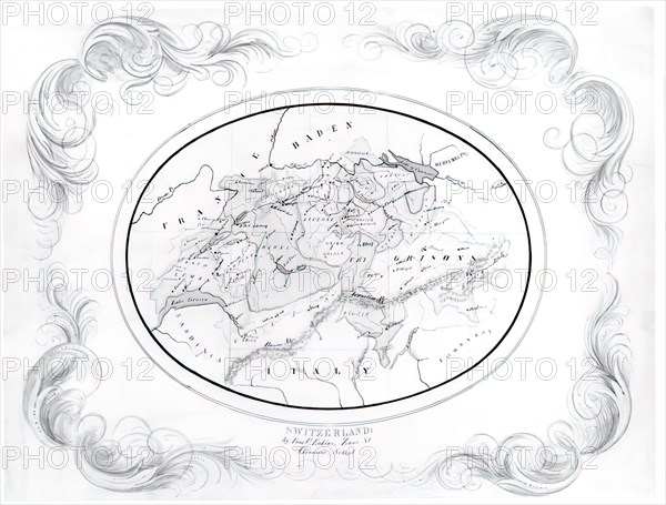 Map Of Switzerland, c. 1856.