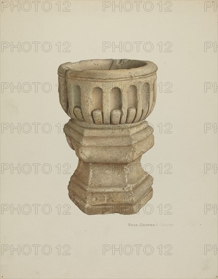 Stone Baptismal Font, c. 1940.