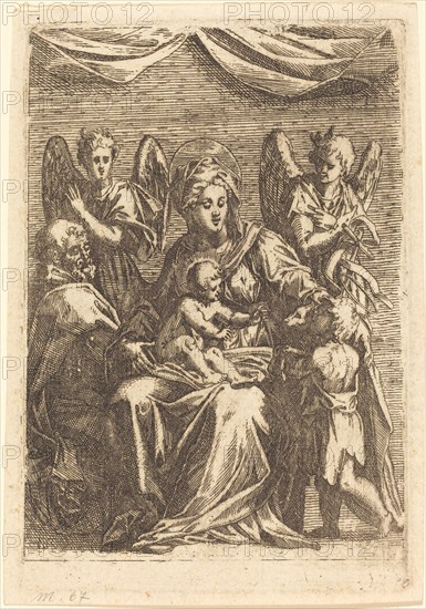 The Holy Family with Two Angels.