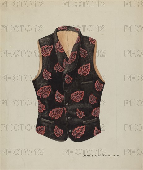 Embroidered Velvet Vest, c. 1937.