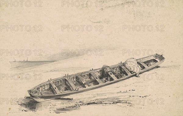 A Beached Longboat, 19th century.
