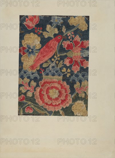 Crewel Embroidered Panel, c. 1937.