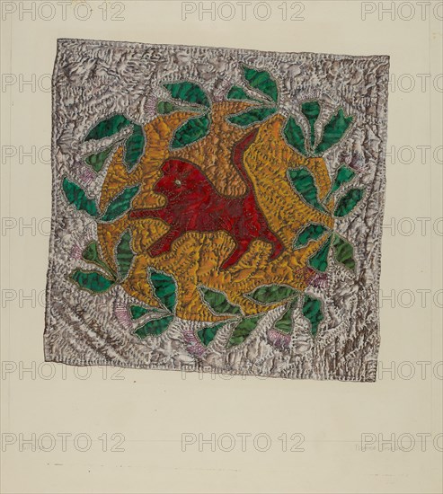 Quilt Block "Red Lion", 1935/1942.