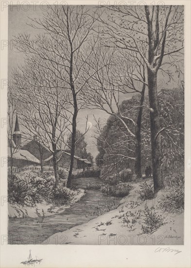 Moonlit Stroll in Winter, c. 1880s.
