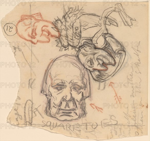 Self-Portrait: Caricatures, c. 1918.