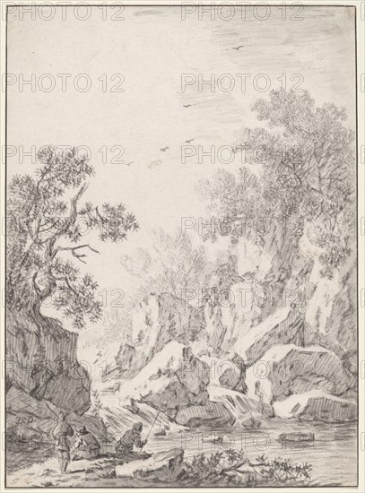 A Waterfall by Rock Cliffs, 1750s(?).