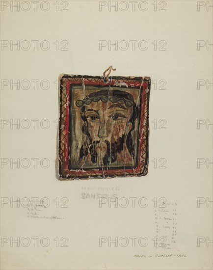 Small Christo Head - Retablo, c. 1940.