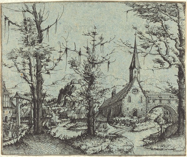 Landscape with a Village Church, 1545.