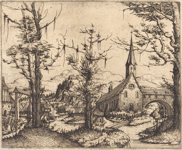 Landscape with a Village Church, 1545.