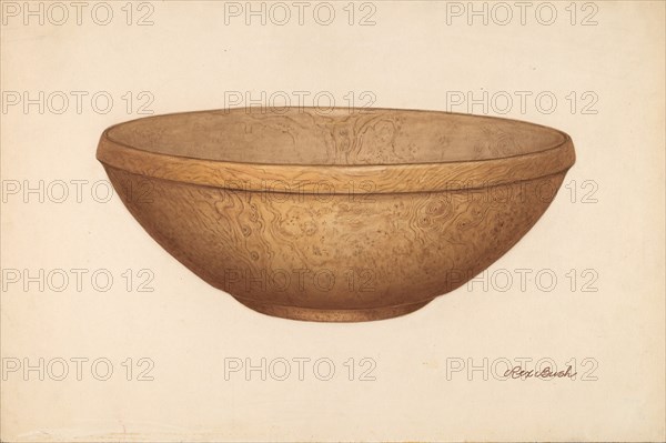 Wooden Salad or Chopping Bowl, c. 1938.