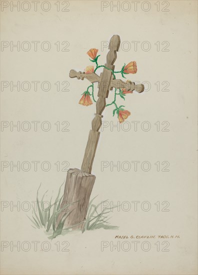 Wooden Cross used as Headstone, c. 1937.