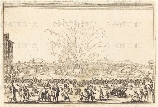 Fireworks on the Arno, Florence, c. 1622.