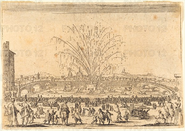 Fireworks on the Arno, Florence, c. 1622.