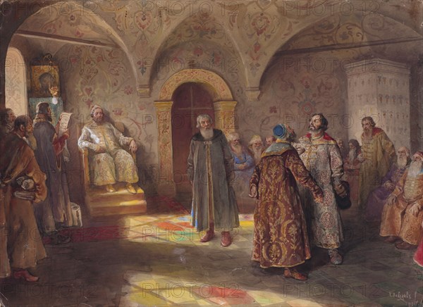 Tsar and boyars, 1907. Private Collection.