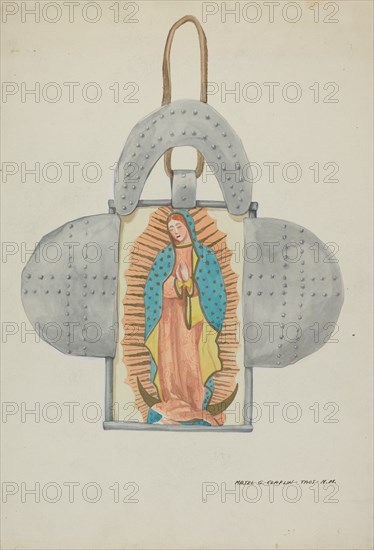 Hand Drawn Guadalupe in Tin Form, c. 1937.