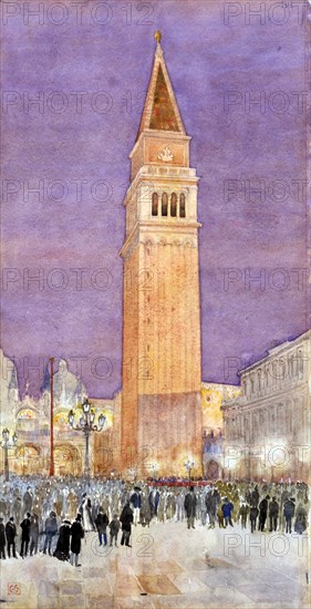 Bell Tower, St. Mark's Square, Venice, 1912.