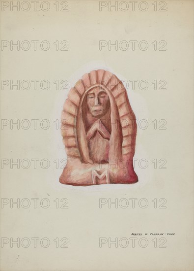 Small Statue of Guadalupe Cut in Stone, c. 1937.