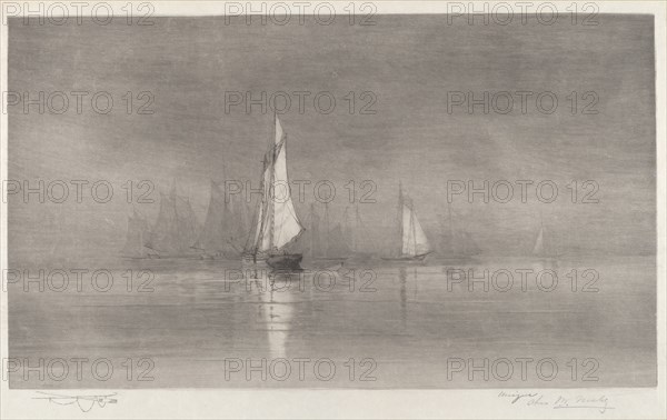 Untitled (Harbor Scene with Sailboats), c. 1900.