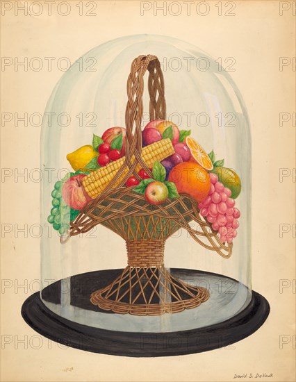 Ornament, Wax Fruit under Glass Globe, 1935/1942.