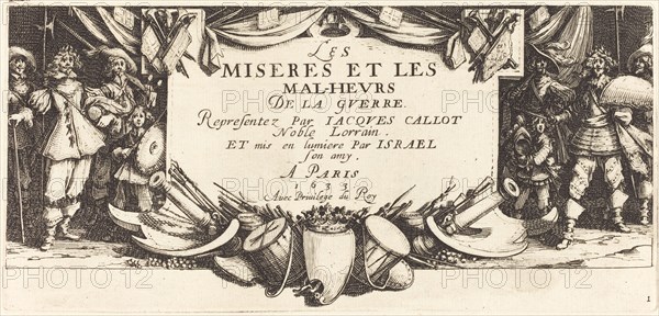 Title Page for "The Large Miseries of War", c. 1633.