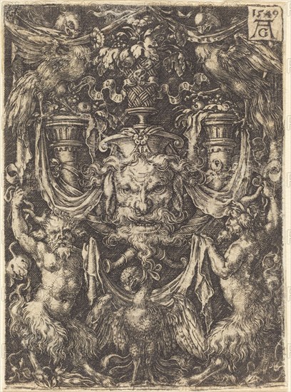 Ornament with Mask, Eagle between Satyrs Below, 1549.