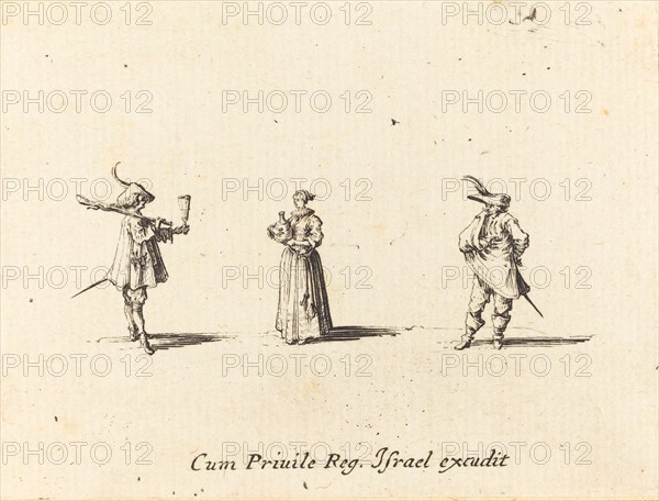 Lady with Wine Bottle, and Two Gentlemen, probably 1634.