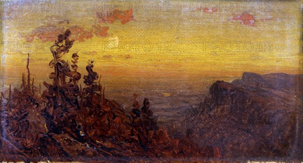 Indians at Campfire--Moon Rising, mid-late 19th century.