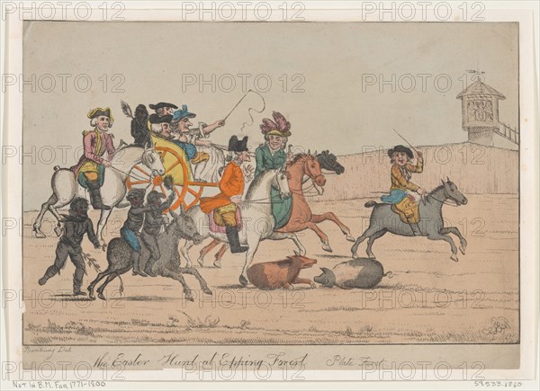 The Easter Hunt at Epping Forest, Plate First, 1800-1820.